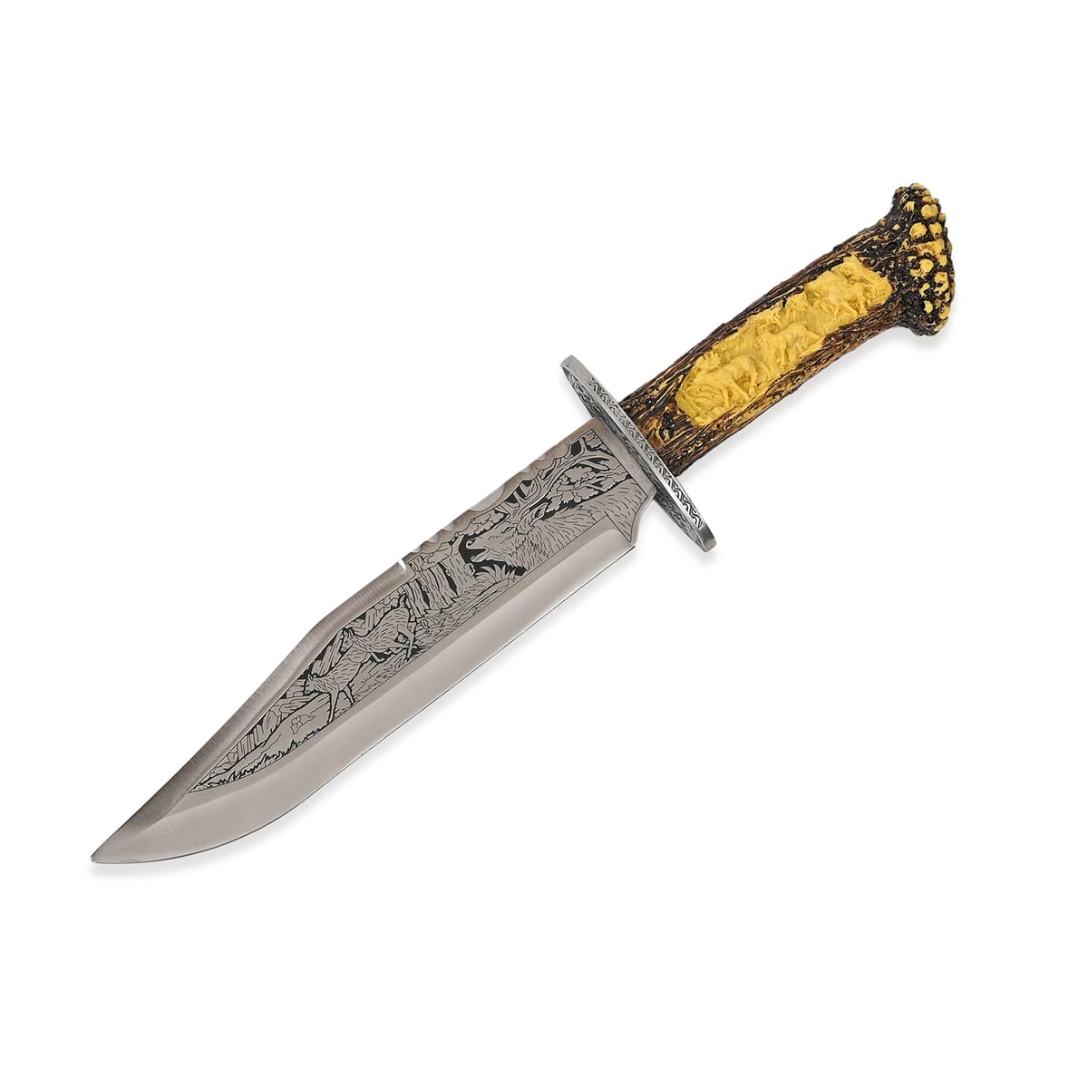 Yellow Wildlife Stainless Steel Blade Knife with Holder image number 1