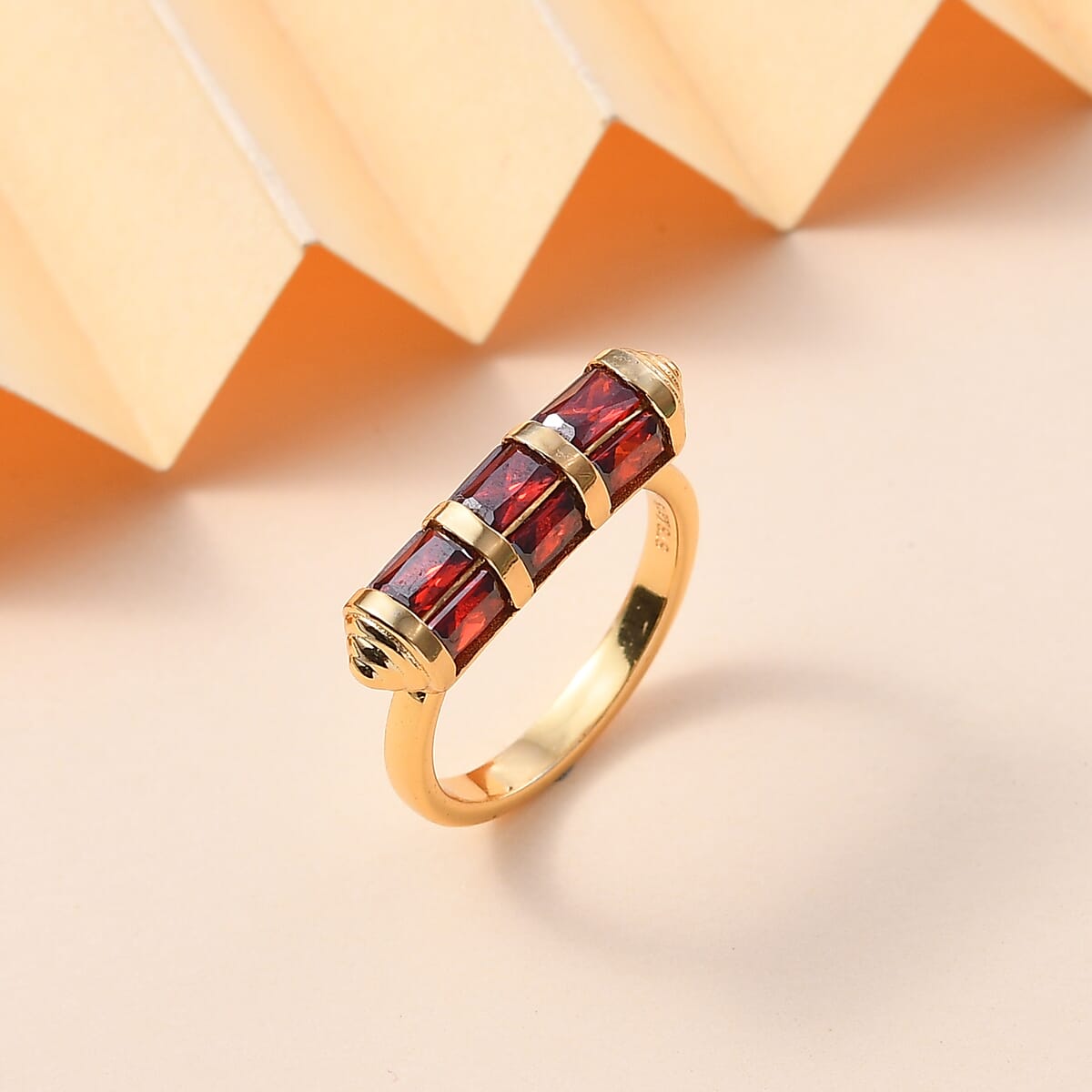 Karis Simulated Red Diamond 4.50 ctw Fancy Ring in 18K YG Plated (Size 6.0) image number 1