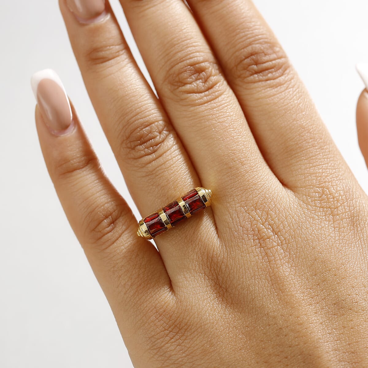 Karis Simulated Red Diamond 4.50 ctw Fancy Ring in 18K YG Plated (Size 6.0) image number 2