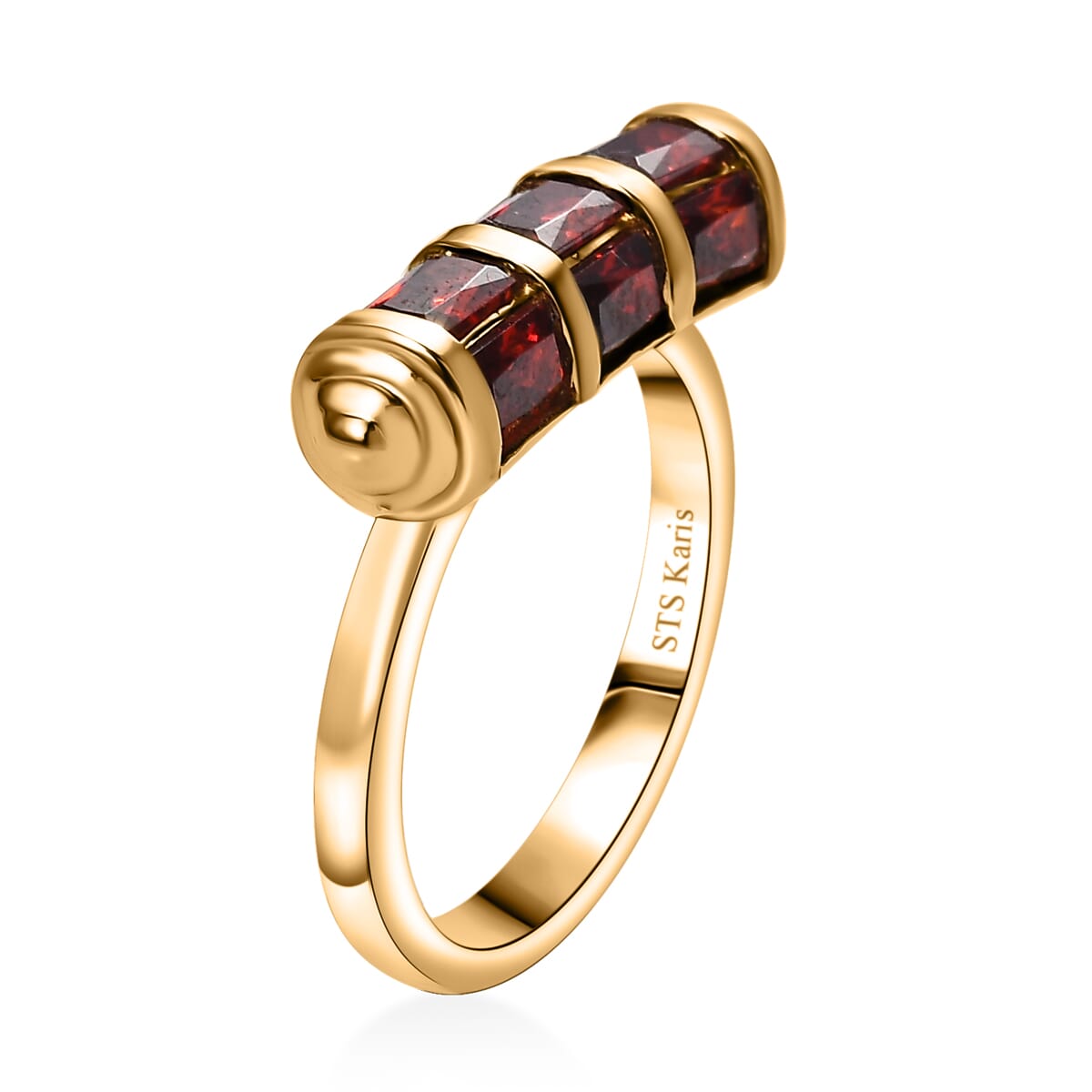 Karis Simulated Red Diamond 4.50 ctw Fancy Ring in 18K YG Plated (Size 6.0) image number 3