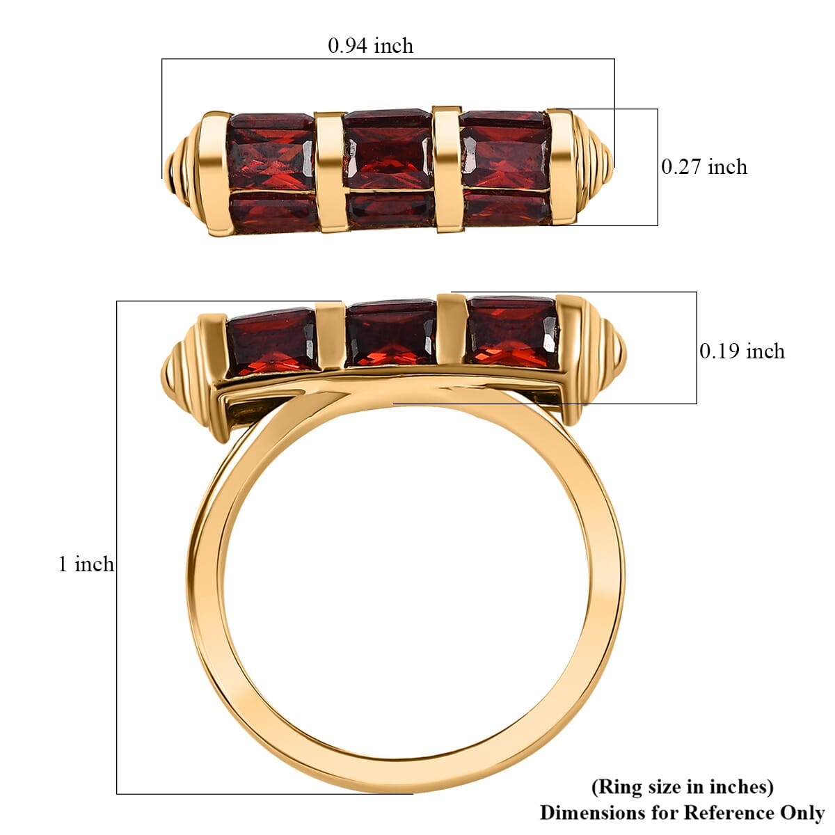 Karis Simulated Red Diamond 4.50 ctw Fancy Ring in 18K YG Plated (Size 6.0) image number 5
