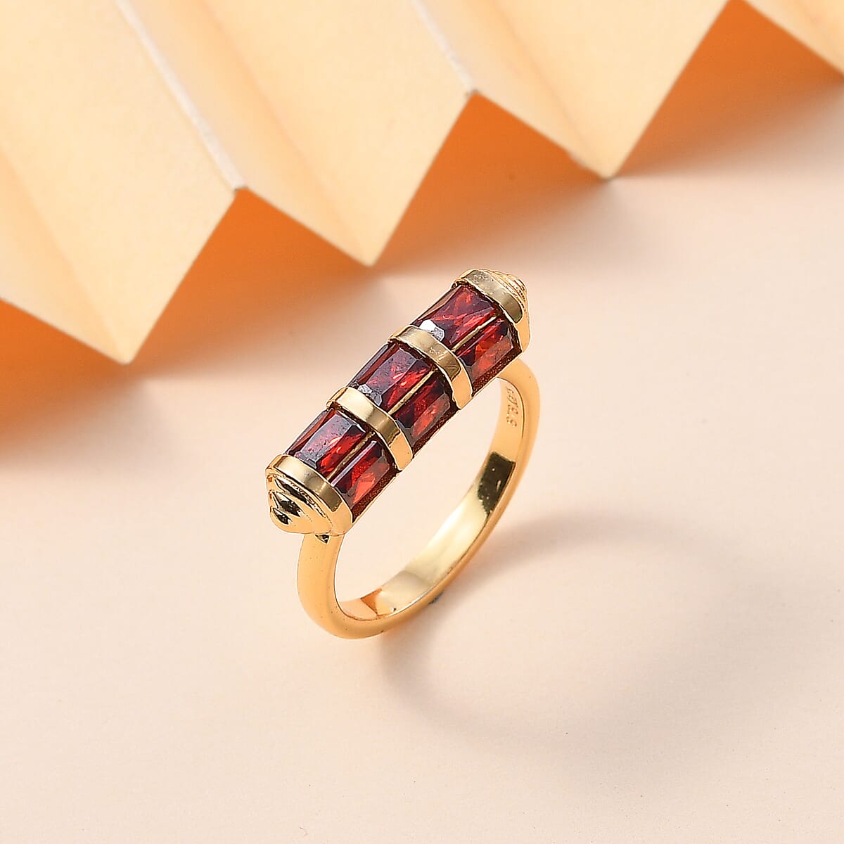 Karis Simulated Red Diamond 4.50 ctw Fancy Ring in 18K YG Plated (Size 9.0) image number 1