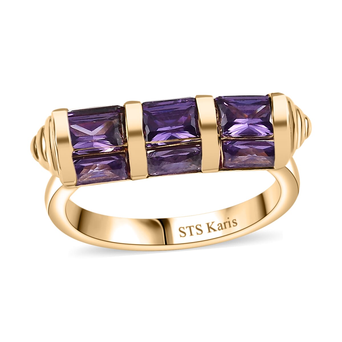 Karis Simulated Purple Diamond 4.50 ctw Fancy Ring in 18K YG Plated (Size 8.0) image number 0
