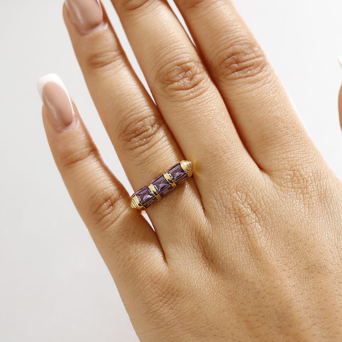 Karis Simulated Purple Diamond 4.50 ctw Fancy Ring in 18K YG Plated (Size 8.0) image number 2