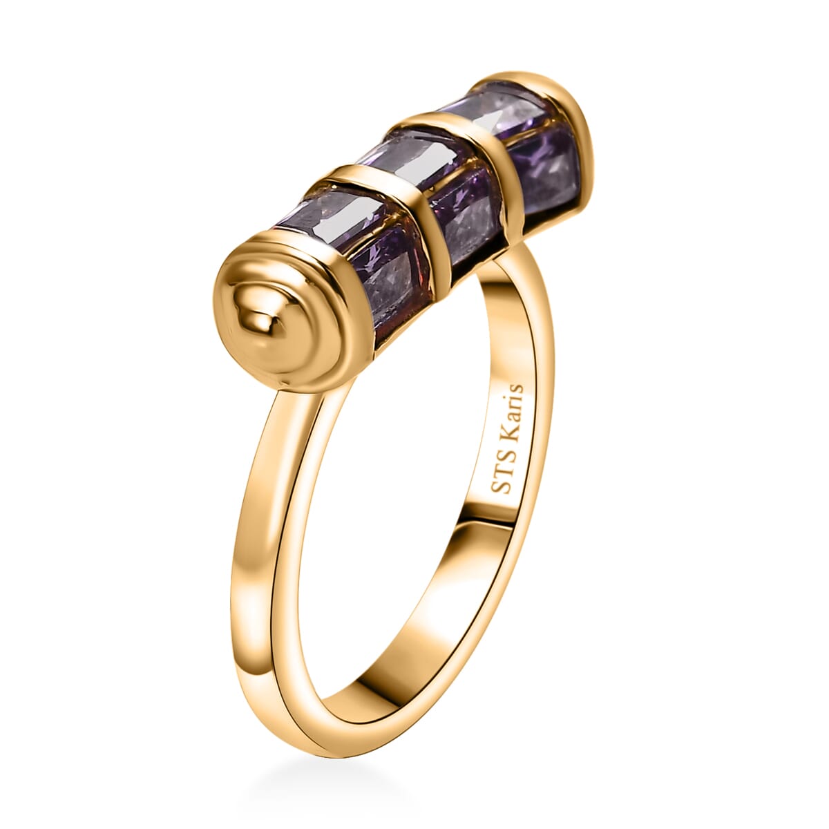 Karis Simulated Purple Diamond 4.50 ctw Fancy Ring in 18K YG Plated (Size 8.0) image number 3