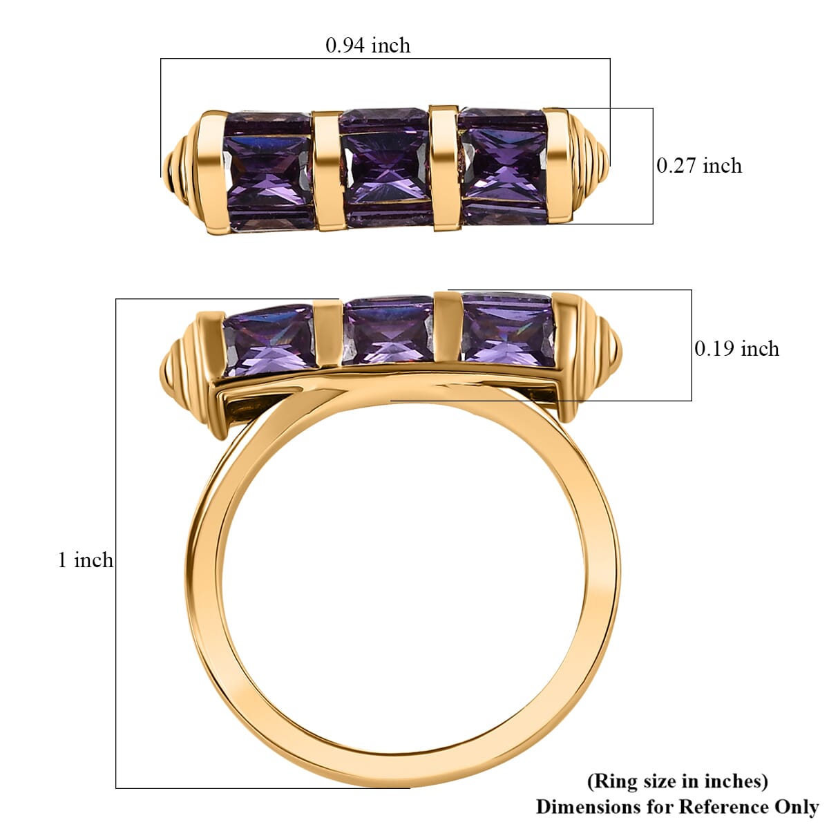 Karis Simulated Purple Diamond 4.50 ctw Fancy Ring in 18K YG Plated (Size 8.0) image number 5