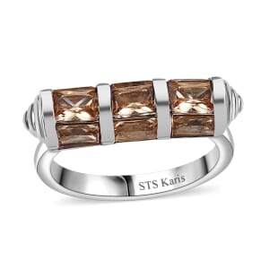 Karis Simulated Champagne Diamond 4.50 ctw Fancy Ring in Platinum Bond (Size 10.0)