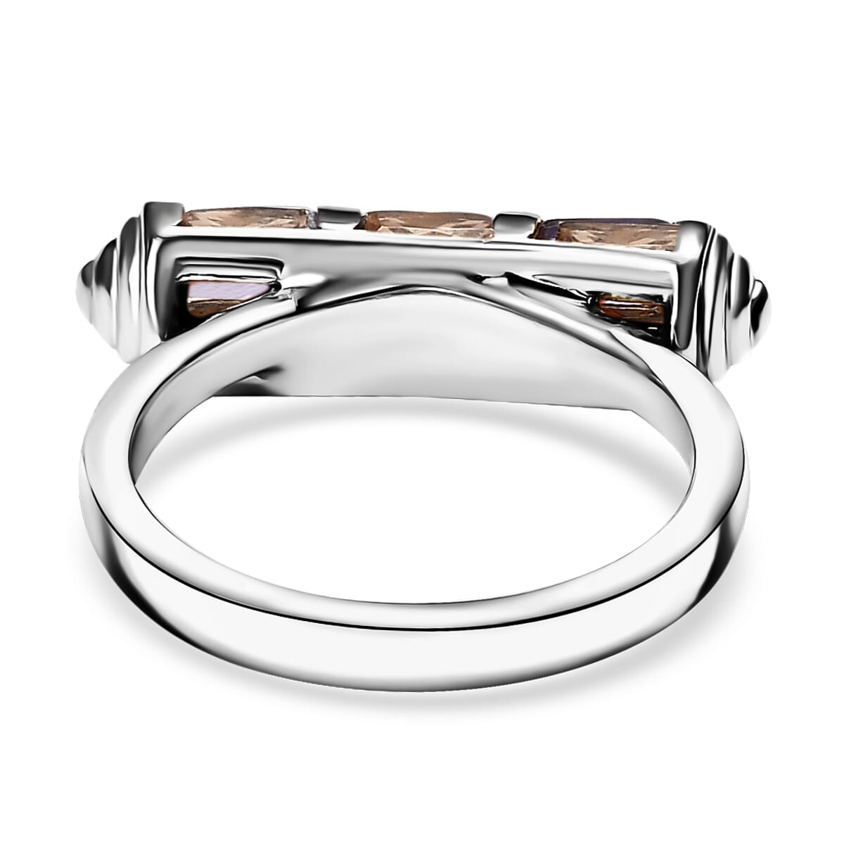 Karis Simulated Champagne Diamond 4.50 ctw Fancy Ring in Platinum Bond (Size 10.0) image number 4