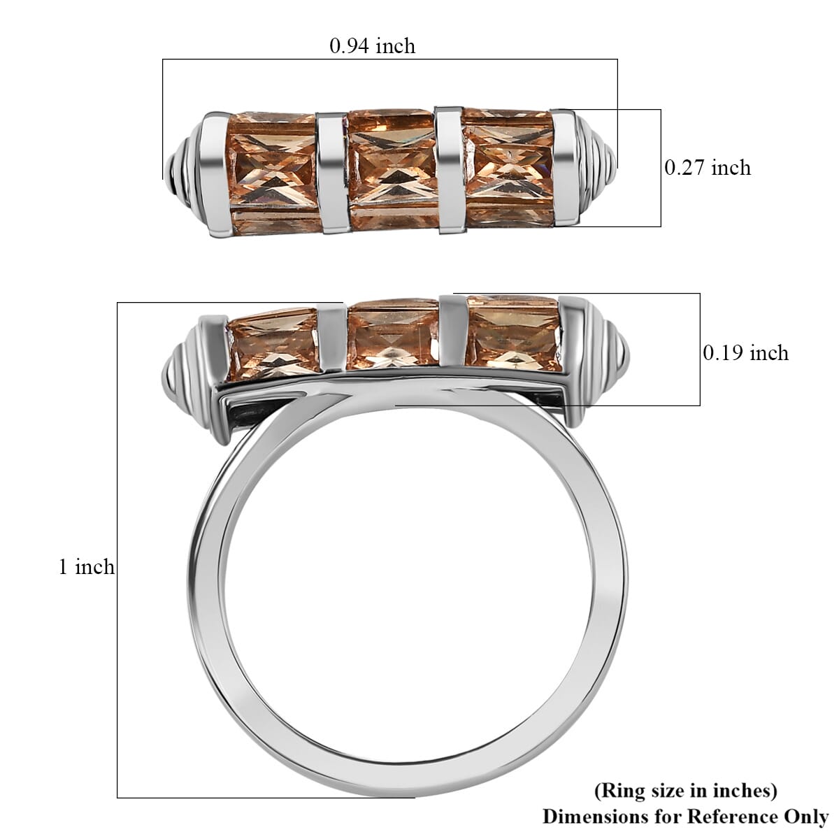 Karis Simulated Champagne Diamond 4.50 ctw Fancy Ring in Platinum Bond (Size 10.0) image number 5