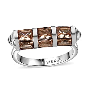 Karis Simulated Champagne Diamond 4.50 ctw Fancy Ring in Platinum Bond (Size 6.0)