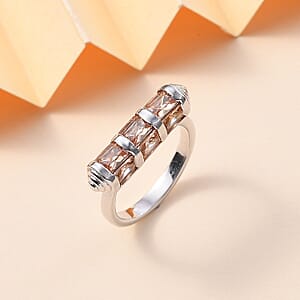 Karis Simulated Champagne Diamond 4.50 ctw Fancy Ring in Platinum Bond (Size 6.0)