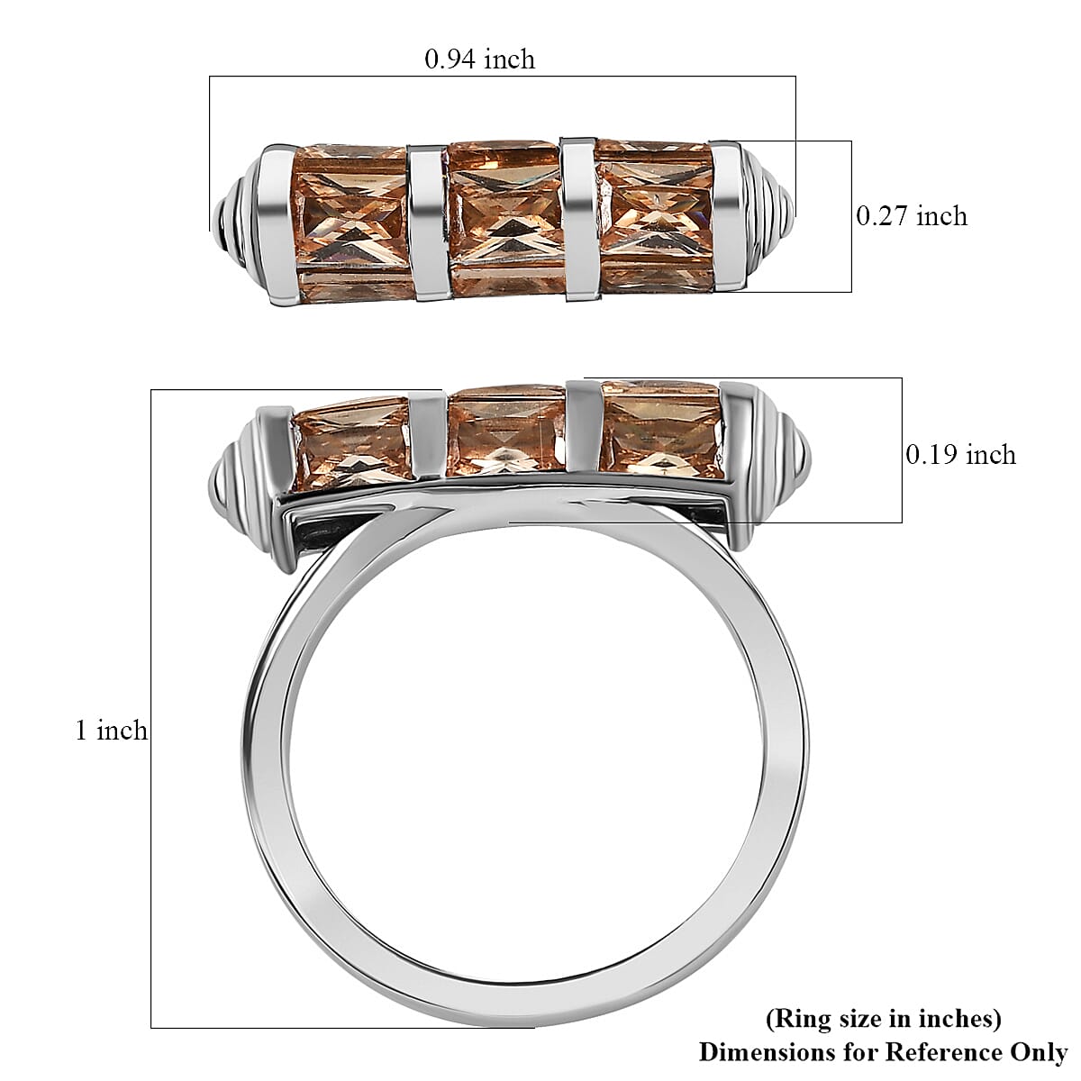 Karis Simulated Champagne Diamond 4.50 ctw Fancy Ring in Platinum Bond (Size 9.0) image number 5