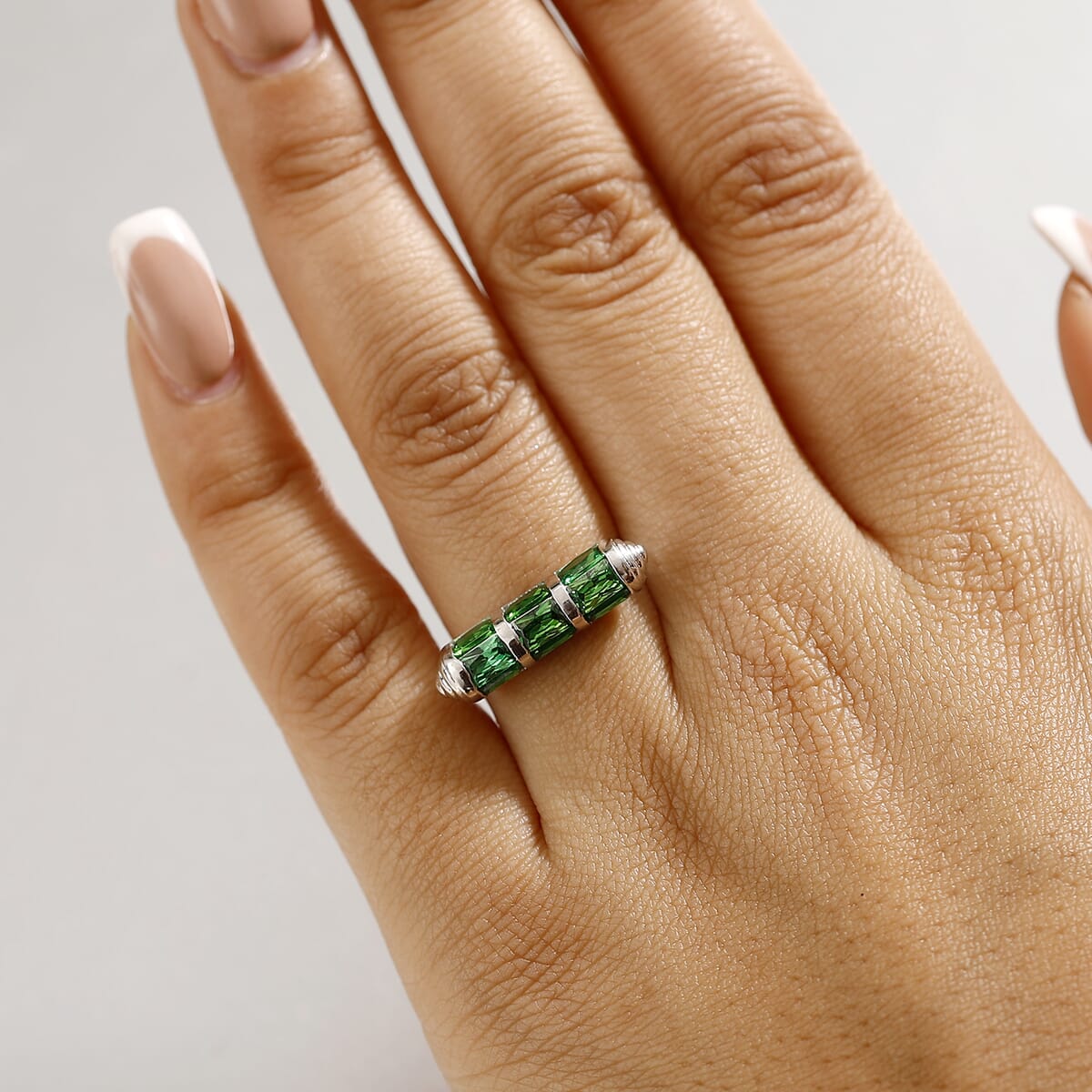 Karis Simulated Green Diamond 4.50 ctw Fancy Ring in Platinum Bond (Size 10.0) image number 2