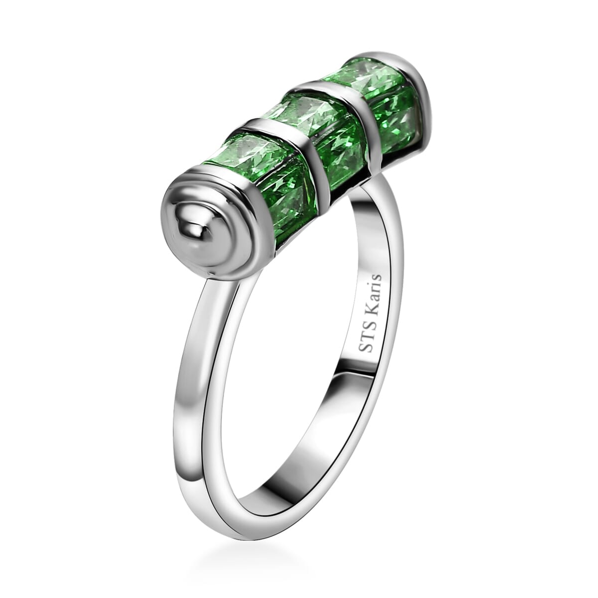 Karis Simulated Green Diamond 4.50 ctw Fancy Ring in Platinum Bond (Size 10.0) image number 3