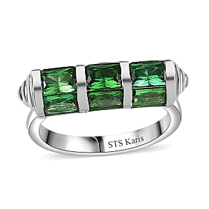 Karis Simulated Green Diamond 4.50 ctw Fancy Ring in Platinum Bond (Size 7.0)
