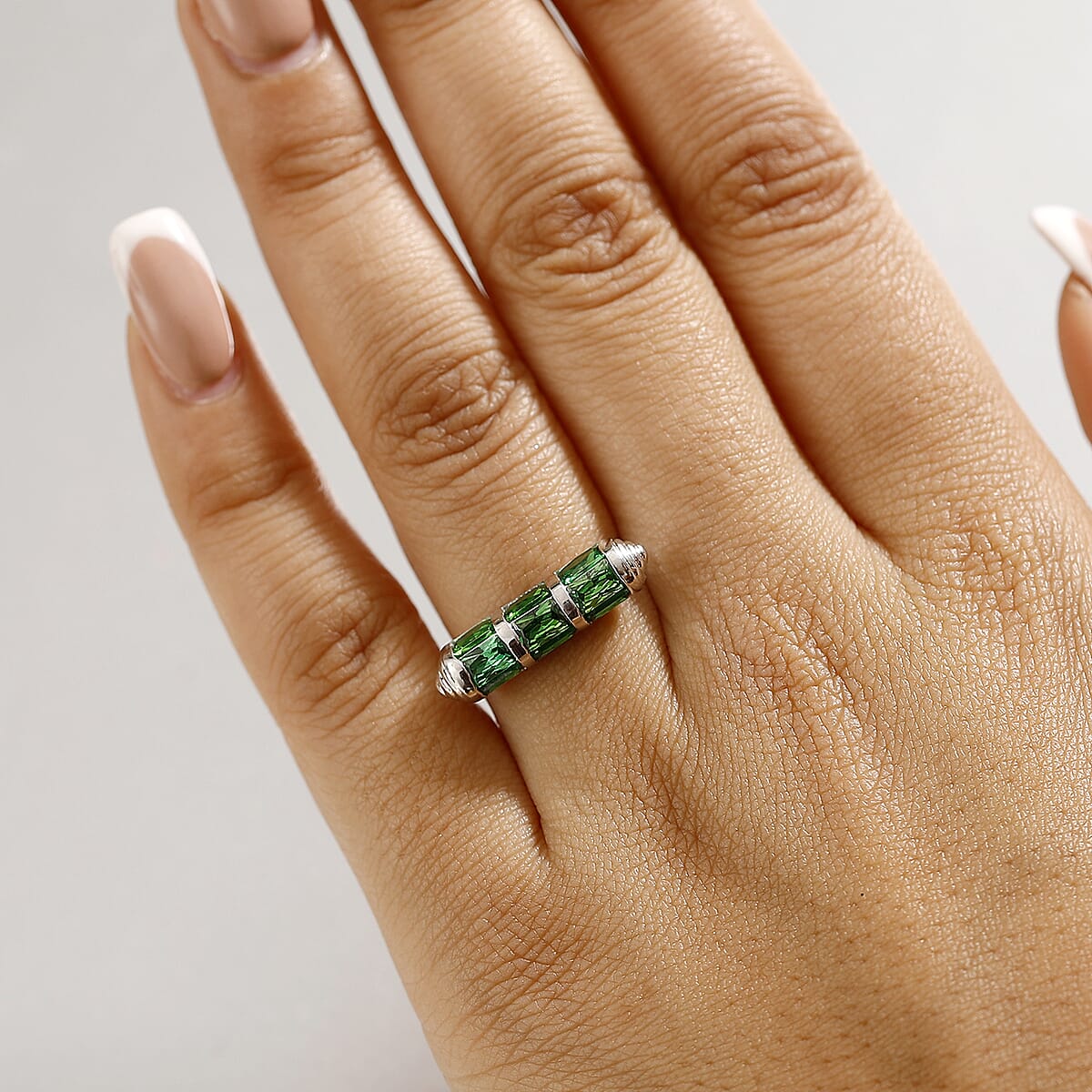 Karis Simulated Green Diamond 4.50 ctw Fancy Ring in Platinum Bond (Size 7.0) image number 2