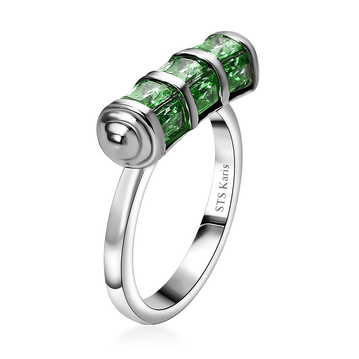 Karis Simulated Green Diamond 4.50 ctw Fancy Ring in Platinum Bond (Size 7.0) image number 3