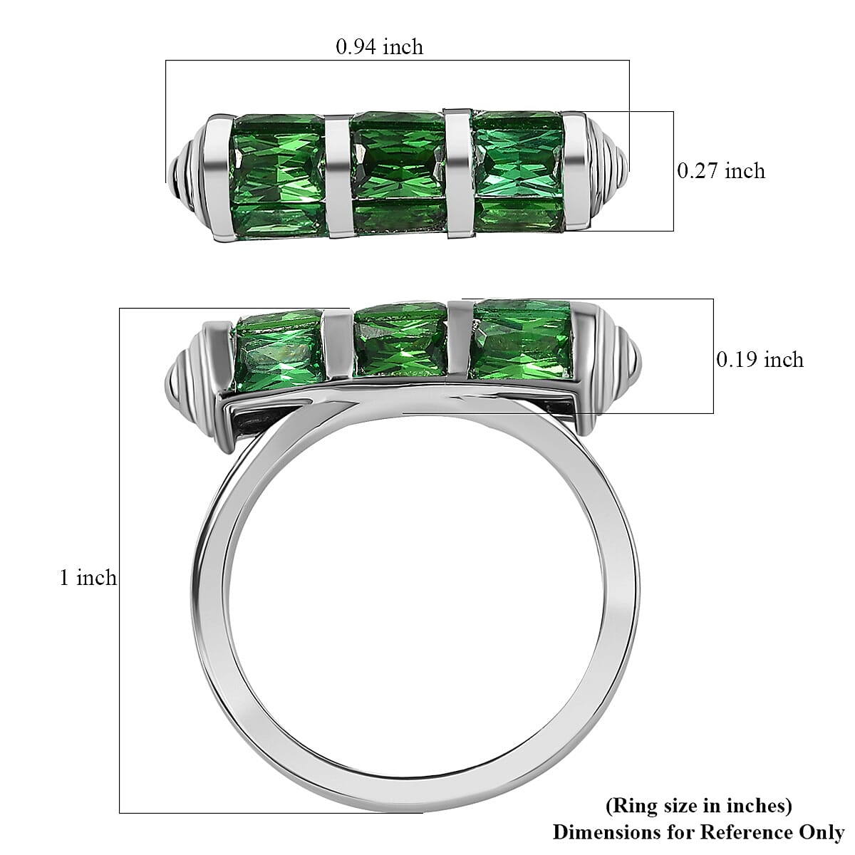 Karis Simulated Green Diamond 4.50 ctw Fancy Ring in Platinum Bond (Size 7.0) image number 5