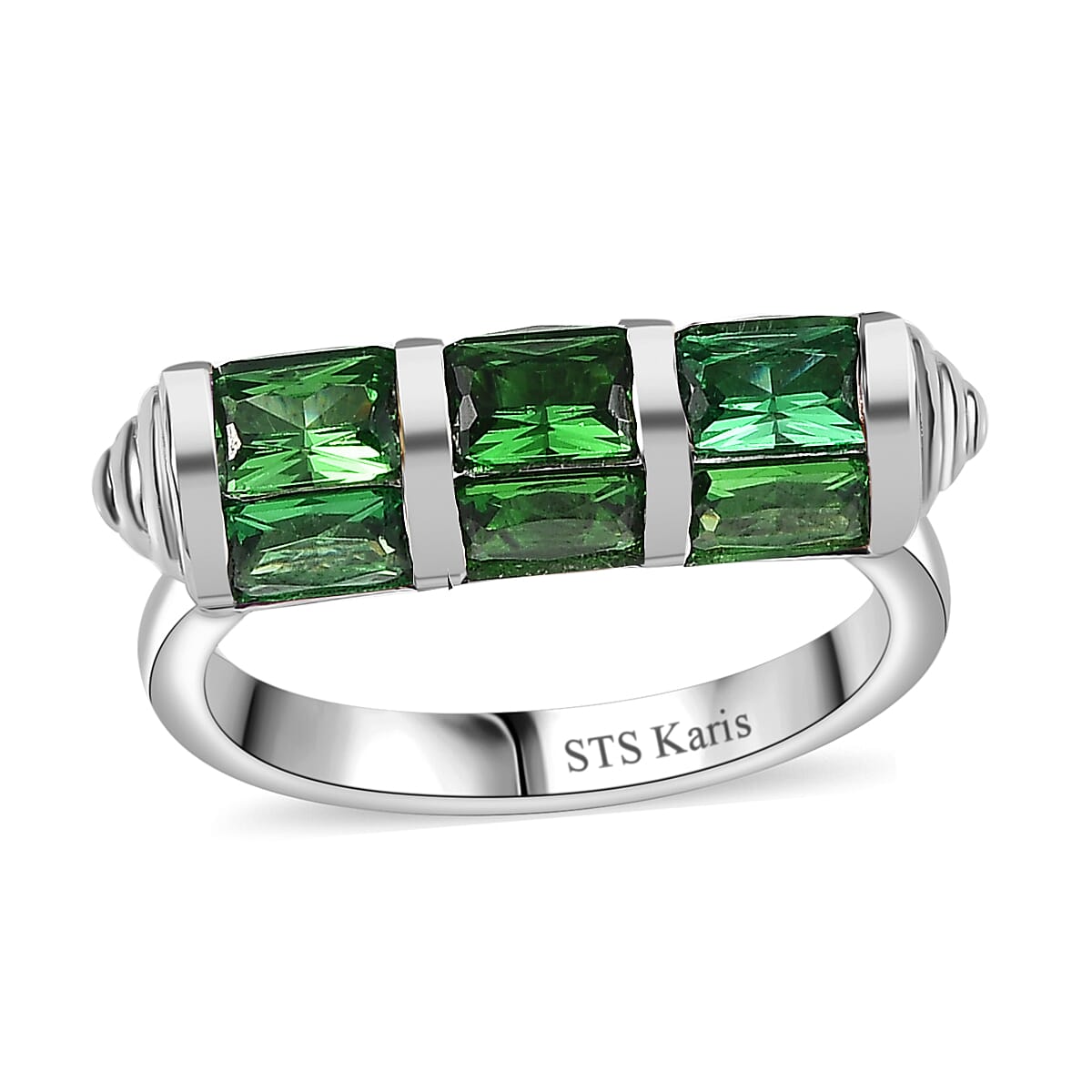 Karis Simulated Green Diamond 4.50 ctw Fancy Ring in Platinum Bond (Size 8.0) image number 0