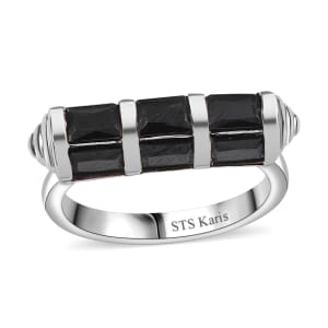 Karis Simulated Black Diamond 4.50 ctw Fancy Ring in Platinum Bond (Size 10.0)