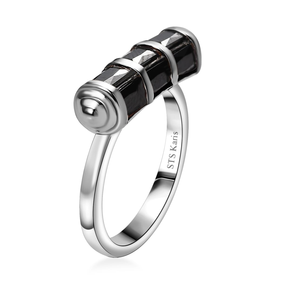Karis Simulated Black Diamond 4.50 ctw Fancy Ring in Platinum Bond (Size 10.0) image number 3
