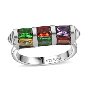 Karis Simulated Multi Color Diamond 4.50 ctw Fancy Ring in Platinum Bond (Size 6.0)