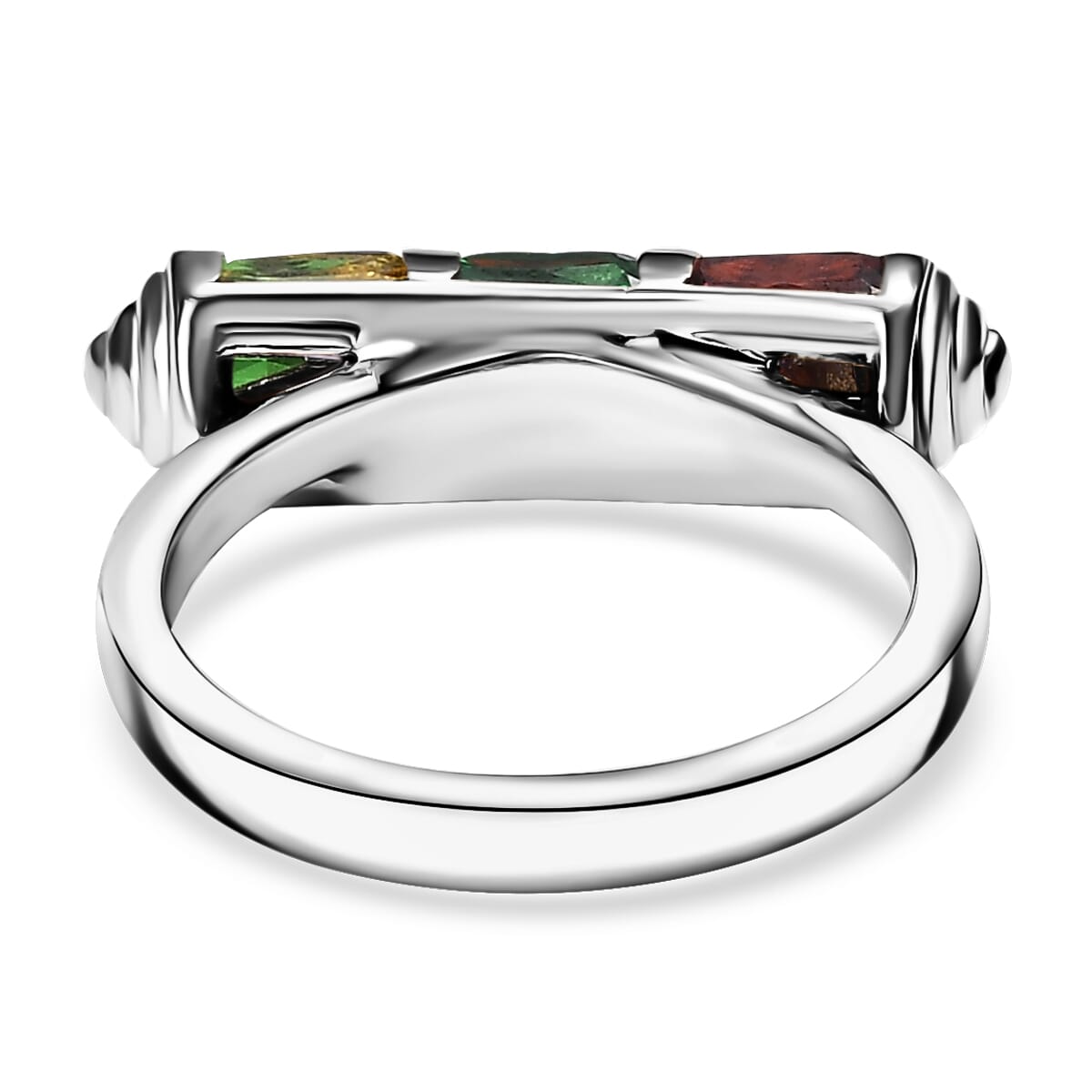 Karis Simulated Multi Color Diamond 4.50 ctw Fancy Ring in Platinum Bond (Size 6.0) image number 4