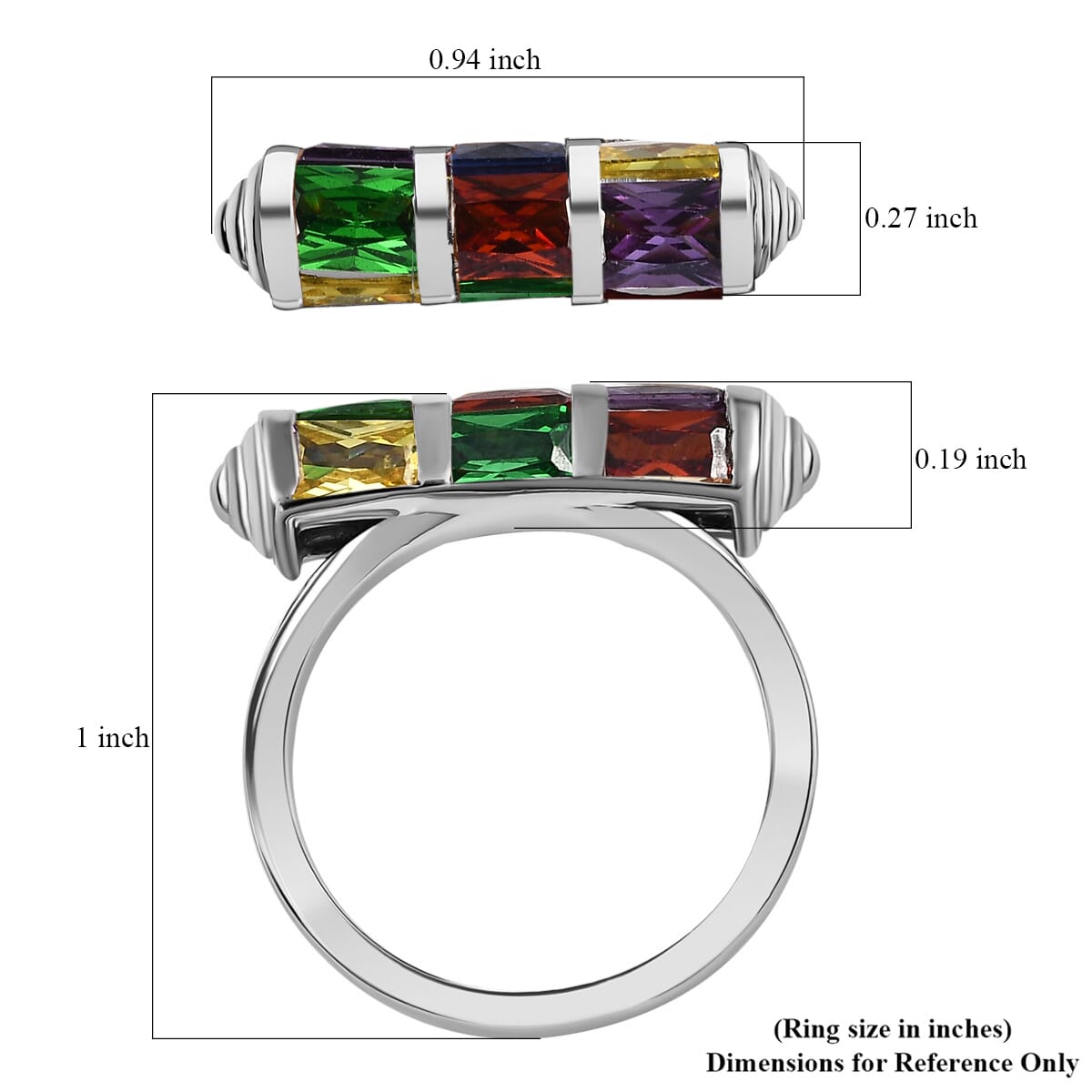 Karis Simulated Multi Color Diamond 4.50 ctw Fancy Ring in Platinum Bond (Size 6.0) image number 5