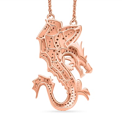 D'Joy Natural Champagne Diamond, Black Diamond 1.00 ctw Dragon Necklace 18 Inches in 18K Vermeil Rose Gold Over Sterling Silver