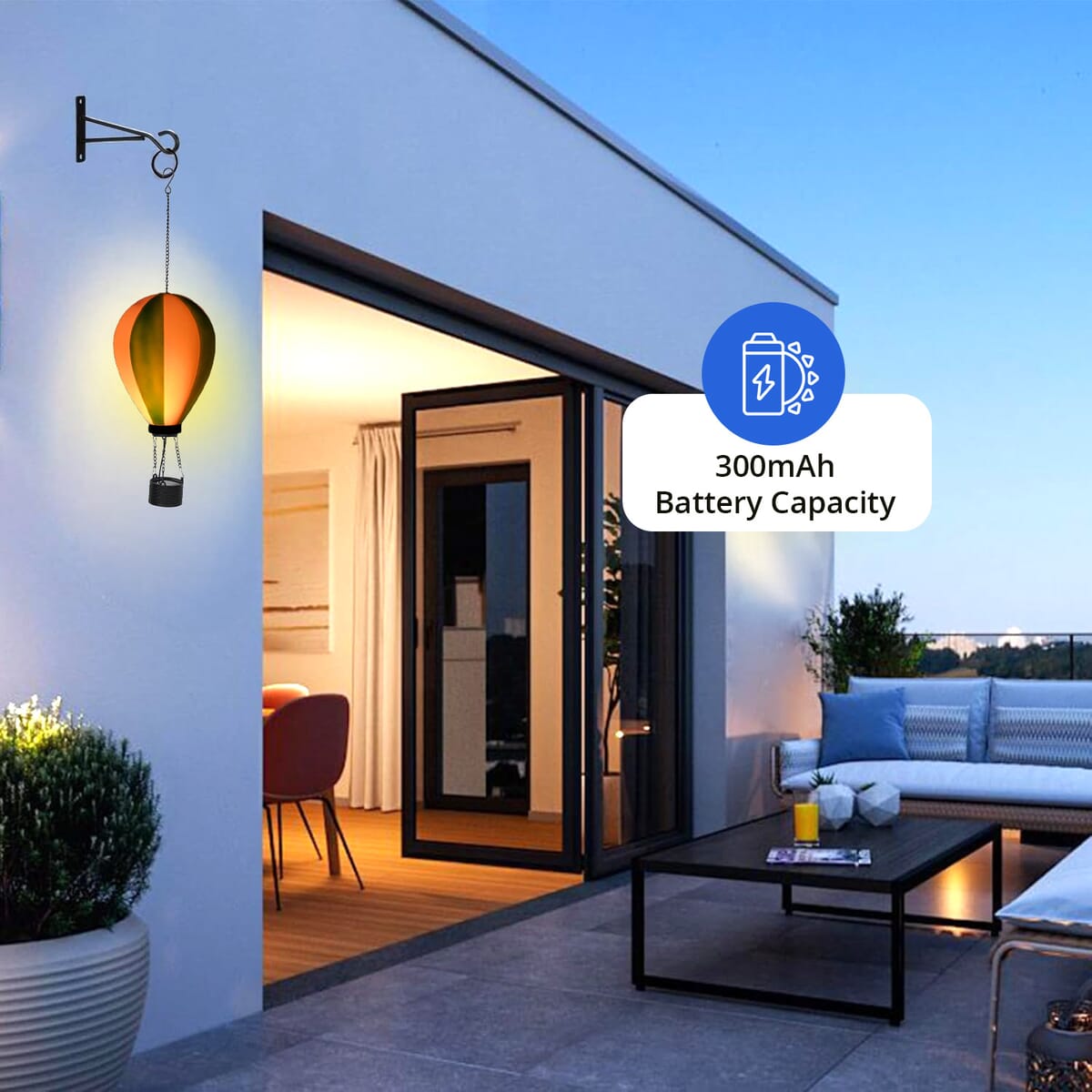 Blue Hot Air Balloon Solar LED Light image number 3