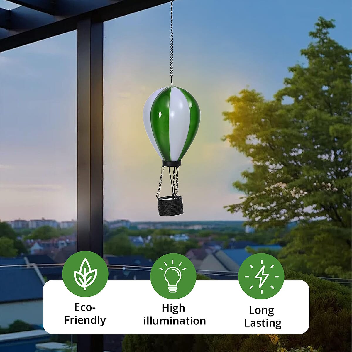 Green Hot Air Balloon Solar LED Light image number 2