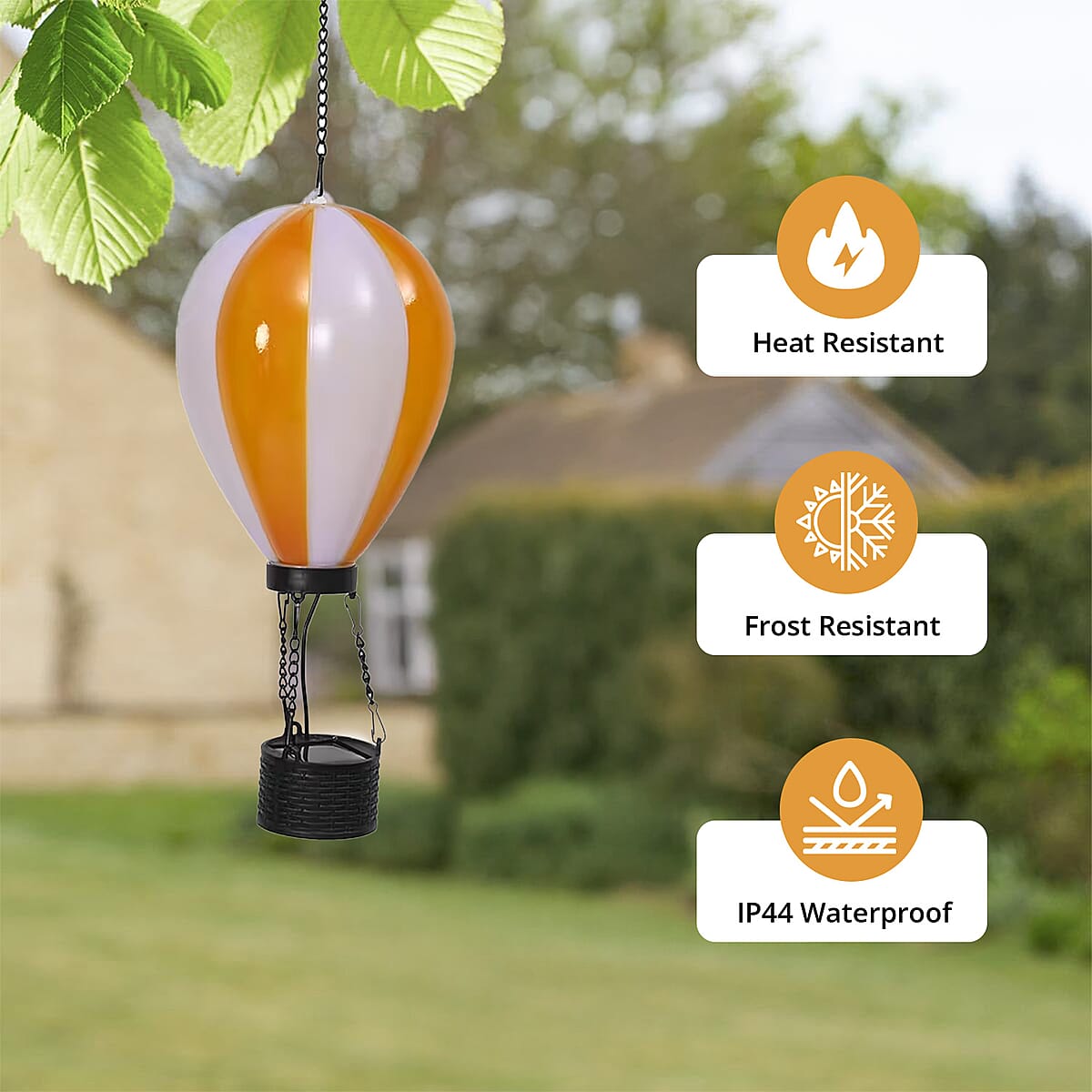Yellow Hot Air Balloon Solar LED Light image number 1