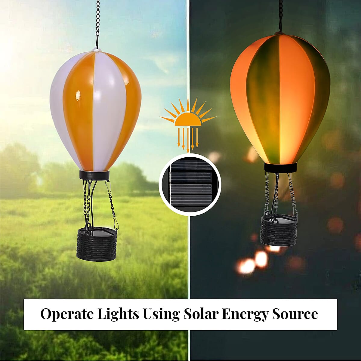 Yellow Hot Air Balloon Solar LED Light image number 2