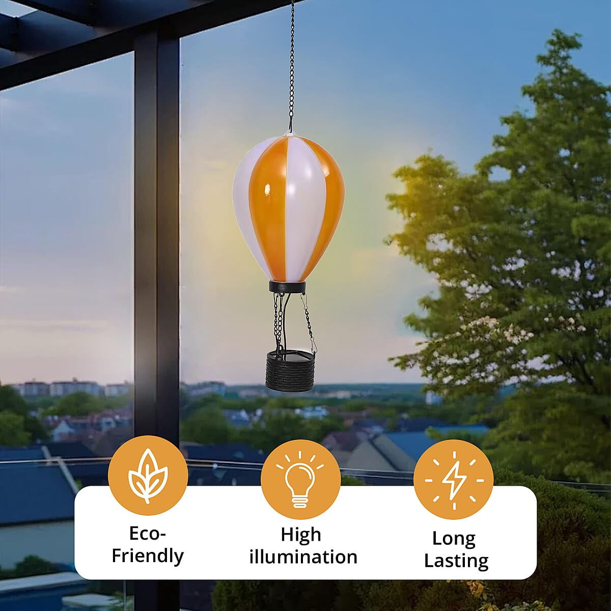 Yellow Hot Air Balloon Solar LED Light image number 4