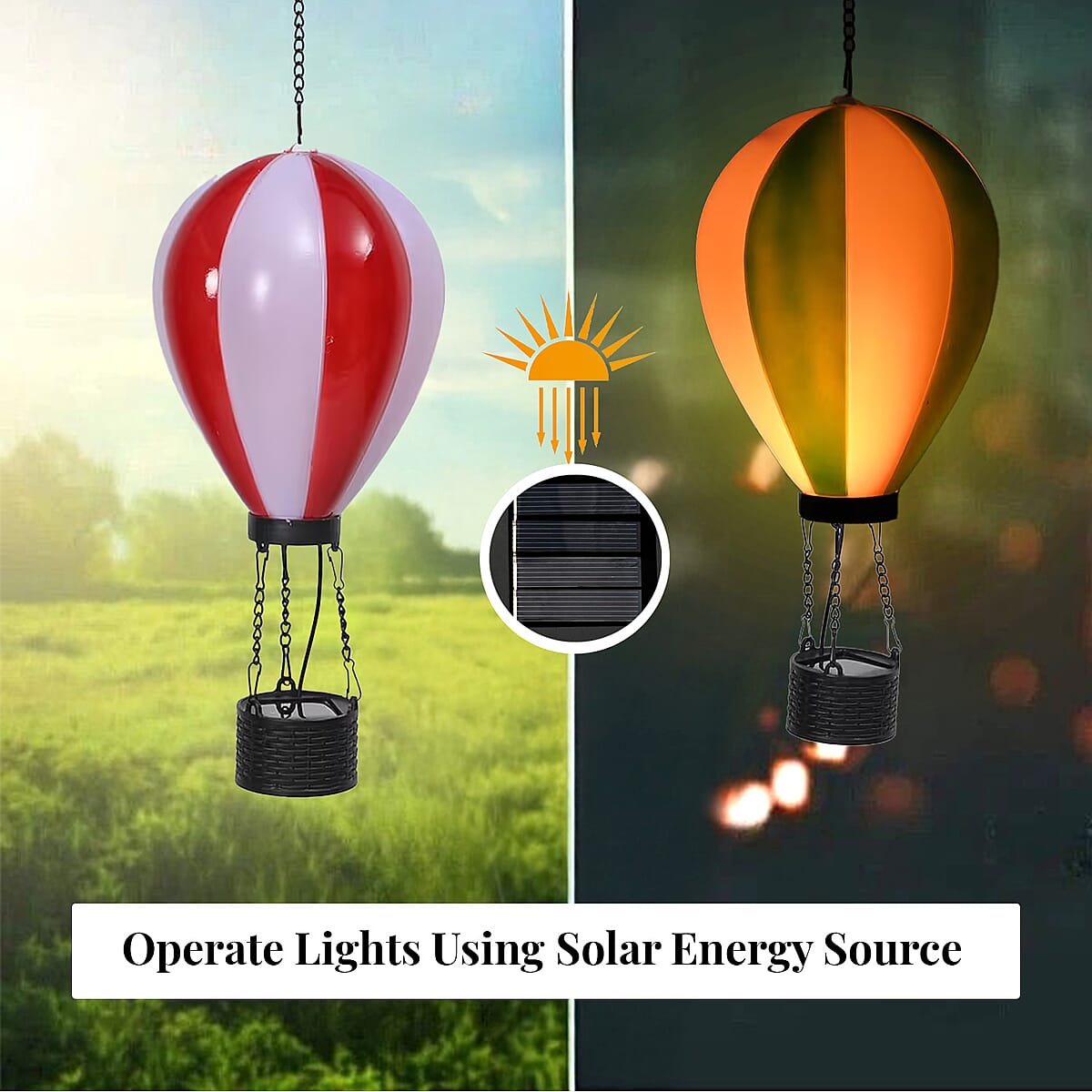 Red Hot Air Balloon Solar LED Light image number 4