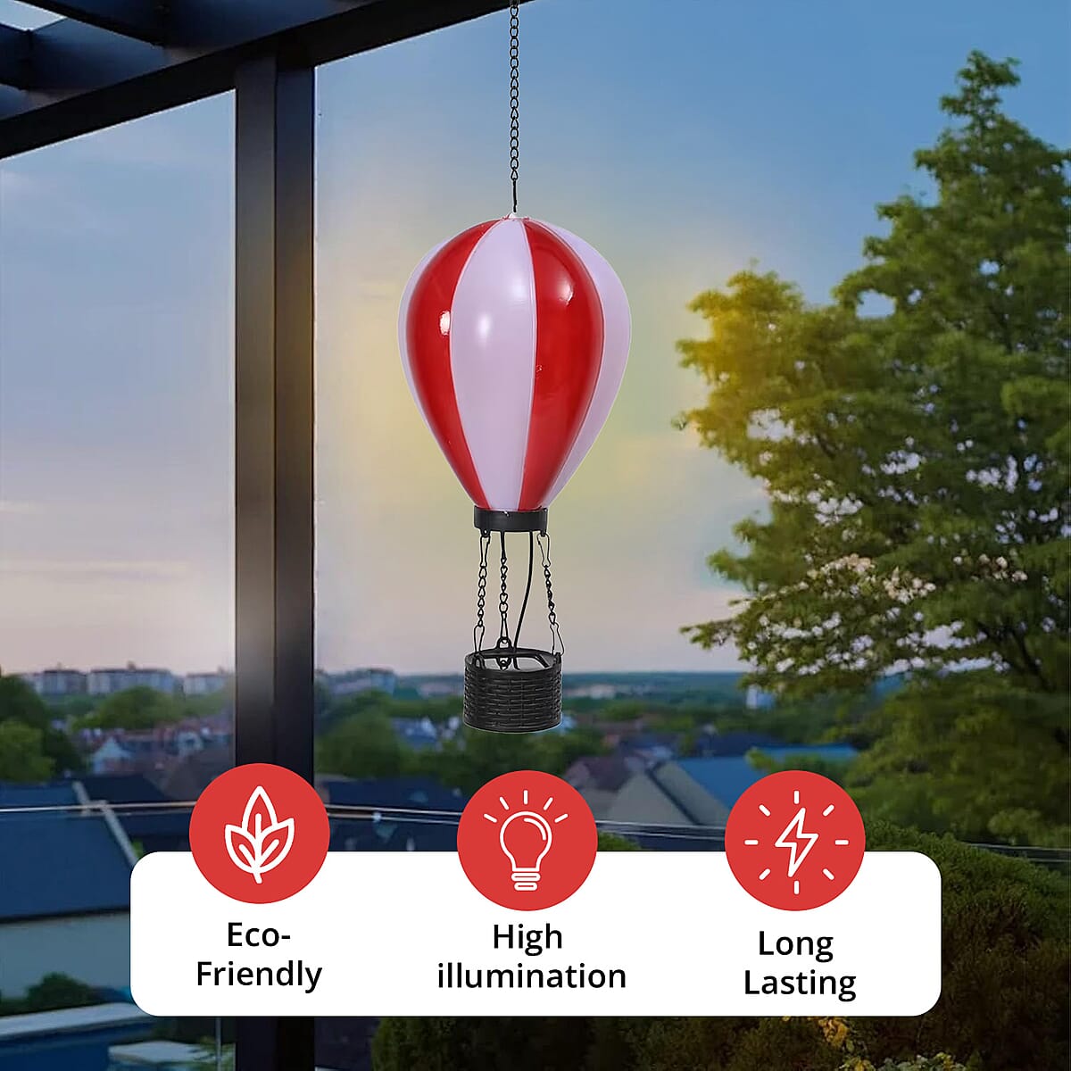 Red Hot Air Balloon Solar LED Light image number 5