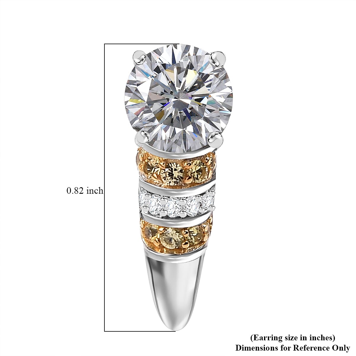 D'Joy Heart and Arrow Cut Moissanite and Yellow Sapphire 3.00 ctw Moonlit Grace Earrings in Rhodium Over Sterling Silver