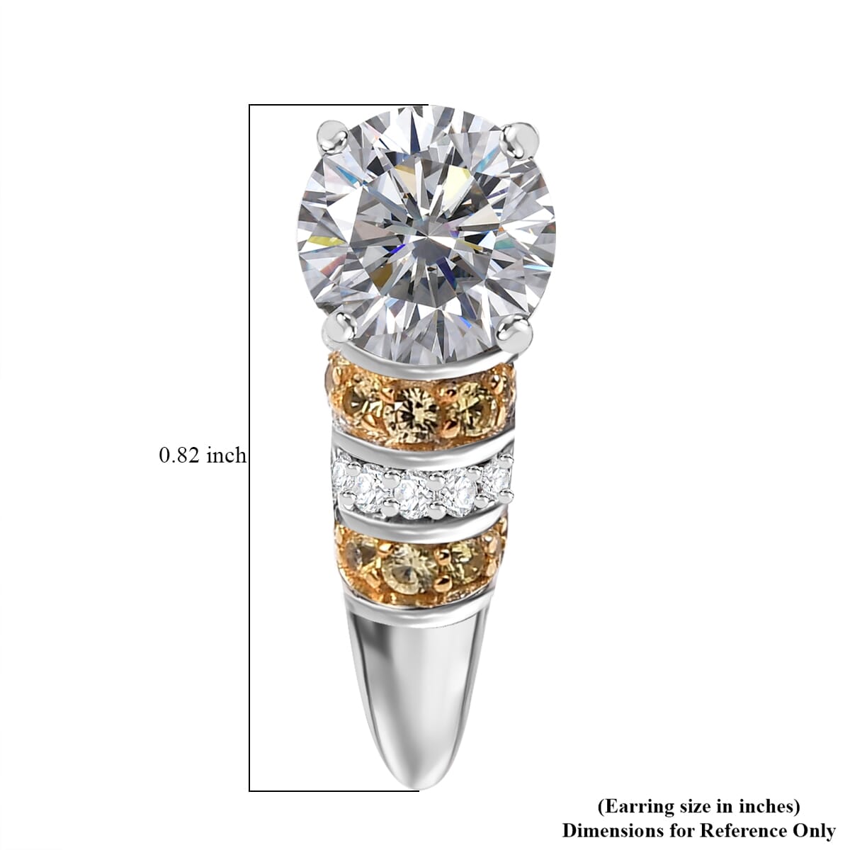 Heart and Arrow Cut Moissanite and Yellow Sapphire 3.00 ctw Moonlit Grace Earrings in Rhodium Over Sterling Silver image number 4