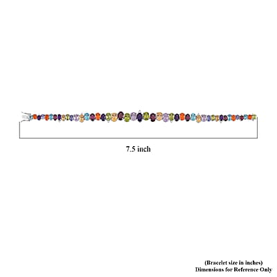 Multi Gemstone 14.90 ctw Rainbow Cascade Bracelet in Rhodium Over Sterling Sil (6.50 In) 