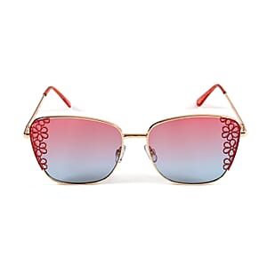 Flower Design UV400 Polarized Sunglass with Storage Bag- Pink and Blue