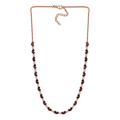 D'Joy Premium Anthill Garnet and White Zircon 11.90 ctw Heart Necklace in 18K Vermeil Rose Gold Over Sterling Silver 18 Inches 