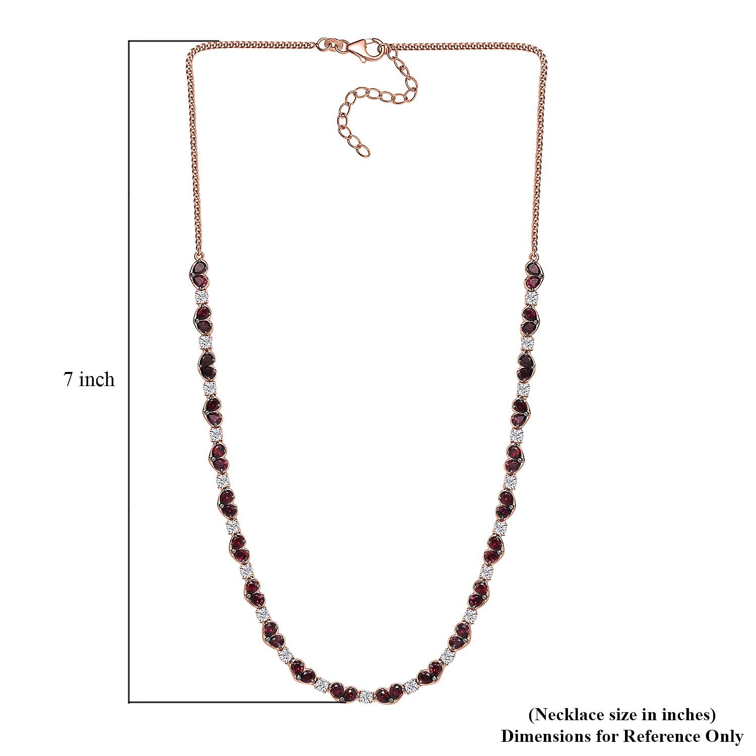 D'Joy Premium Anthill Garnet and White Zircon 11.90 ctw Heart Necklace in 18K Vermeil Rose Gold Over Sterling Silver 18 Inches 