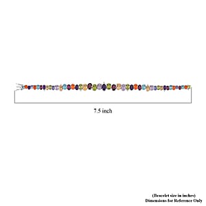 Multi Gemstone 18.15 ctw Rainbow Cascade Bracelet in Rhodium Over Sterling Silv (7.25 In) 