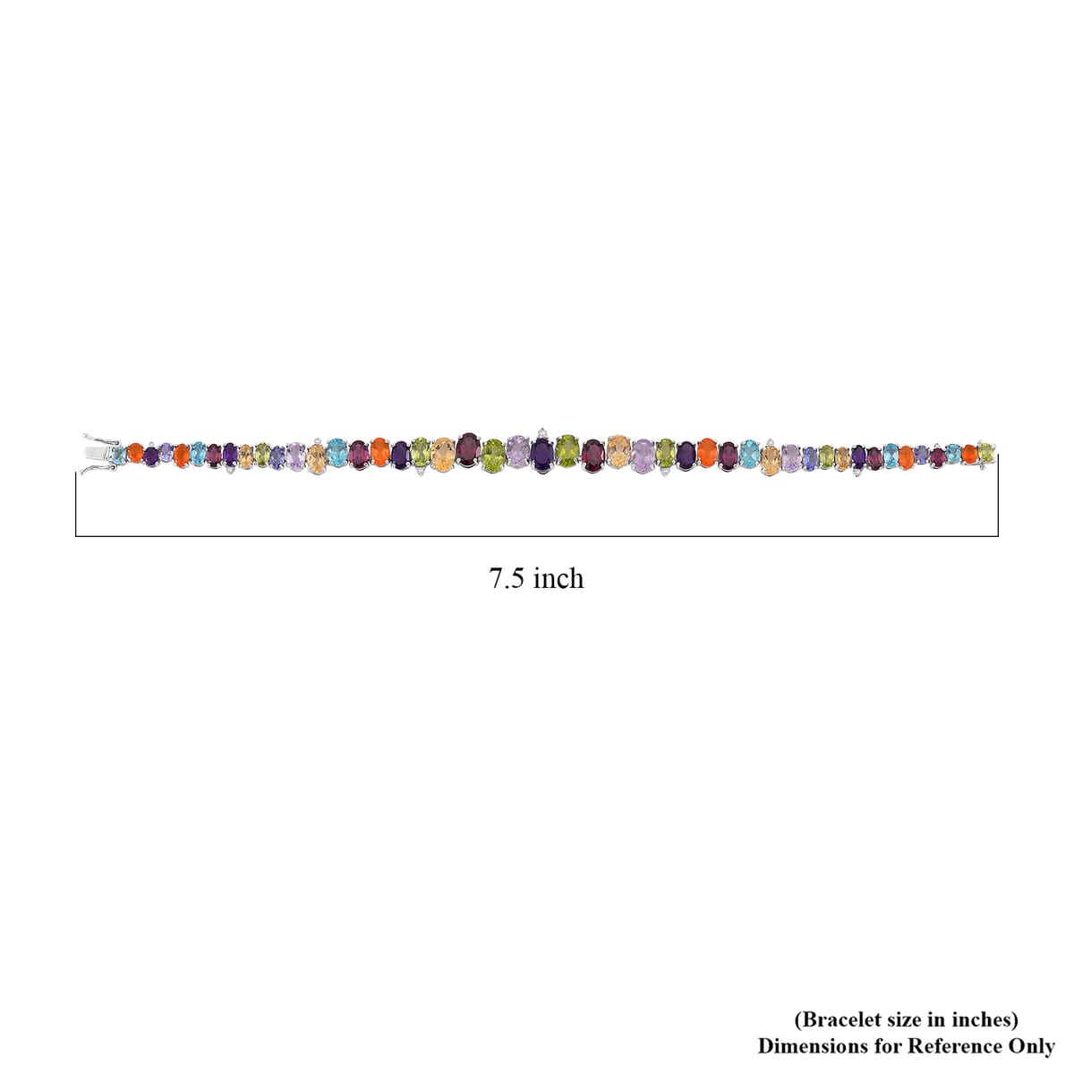 Multi Gemstone 19.20 ctw Rainbow Cascade Bracelet in Rhodium Over Sterling Silv (8.00 In)  image number 3