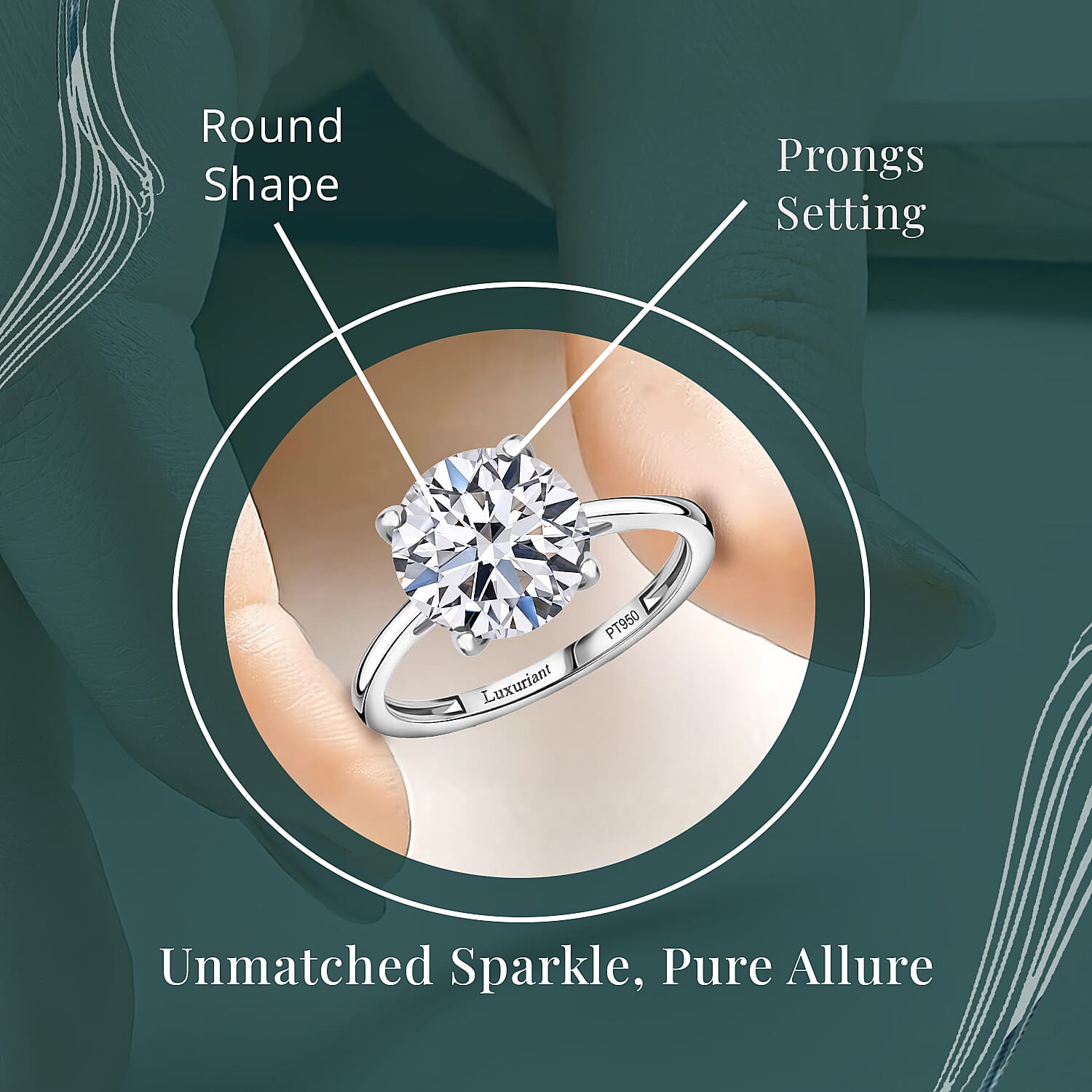 IGI Certified Luxuriant Lab Grown Diamond (VS) Ring in Platinum Over Sterling Silver (Size 10.0) 5.00 ctw