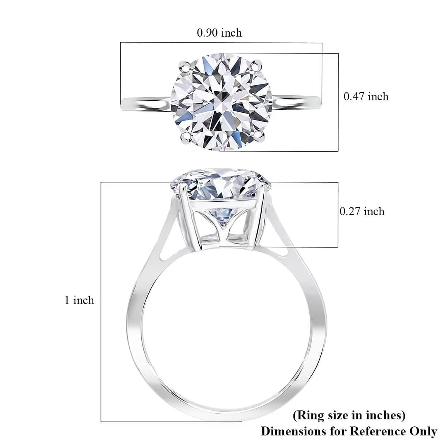 IGI Certified Luxuriant Lab Grown Diamond (VS) Ring in Platinum Over Sterling Silver (Size 10.0) 5.00 ctw