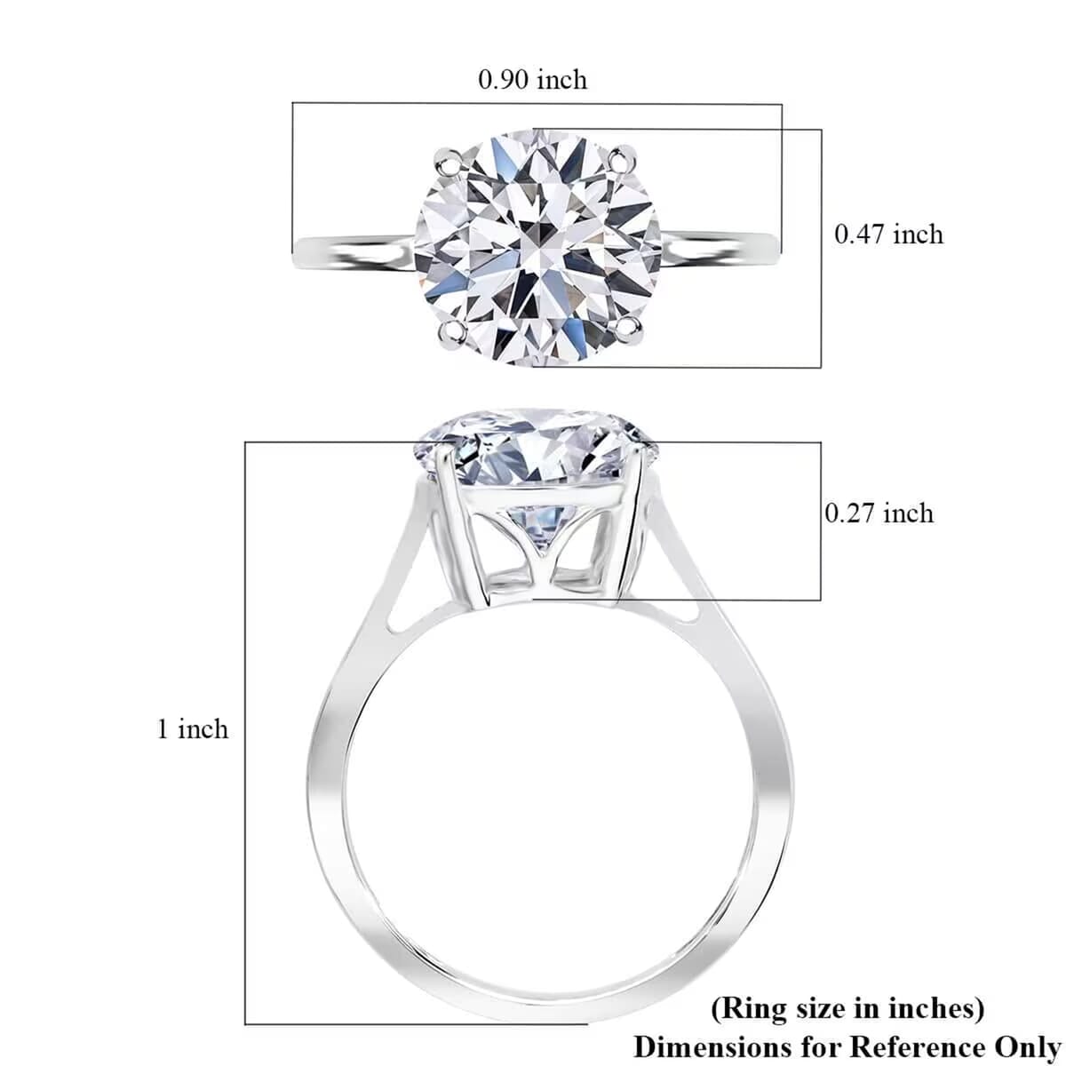 IGI Certified Luxuriant Lab Grown Diamond (VS) Ring in Platinum Over Sterling Silver (Size 7.0) 5.00 ctw image number 7