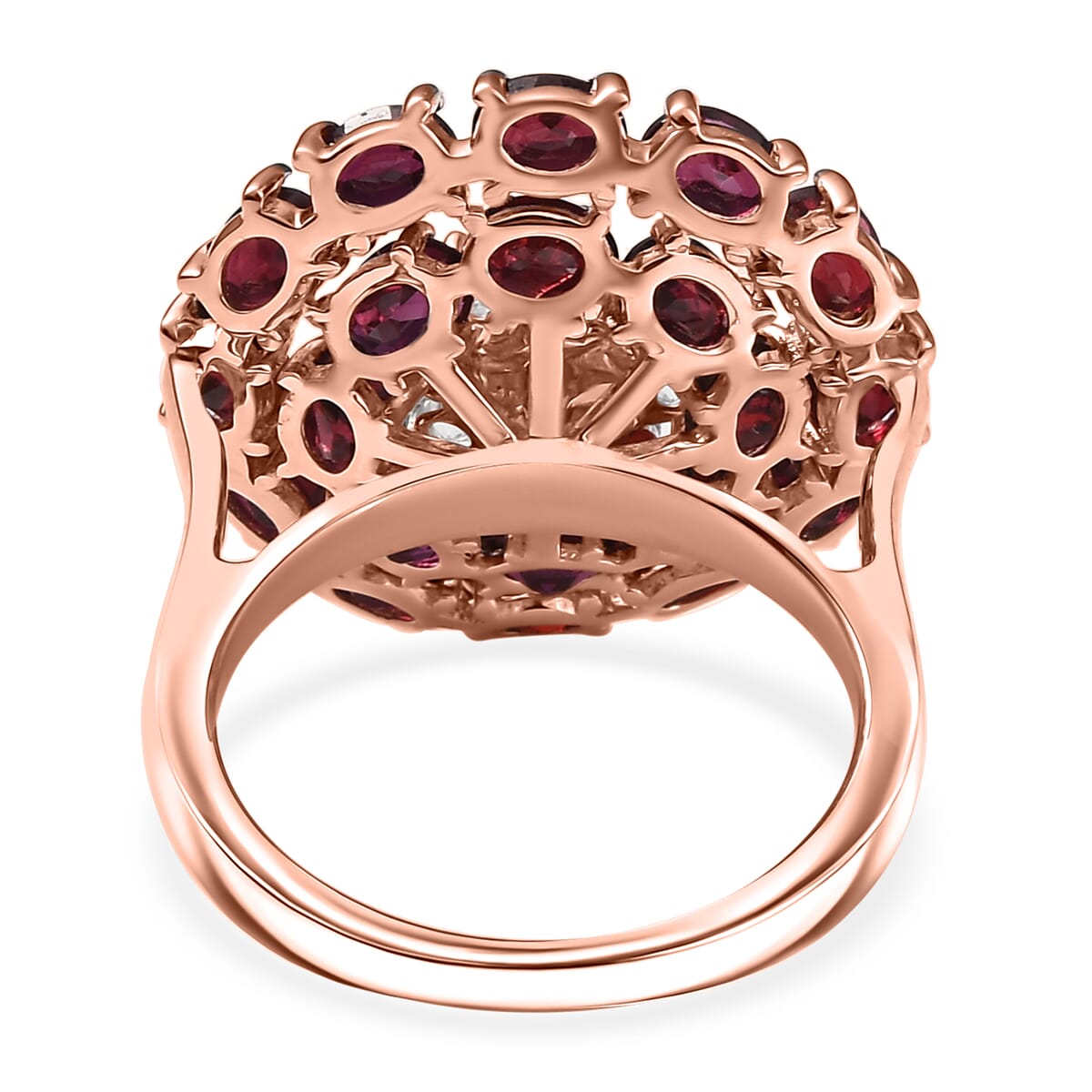 D'Joy Premium Anthill Garnet and White Zircon 5.10 ctw Peony Flower Ring in 18K Vermeil Rose Gold Over Sterling Silver (Size 9.0)  image number 4