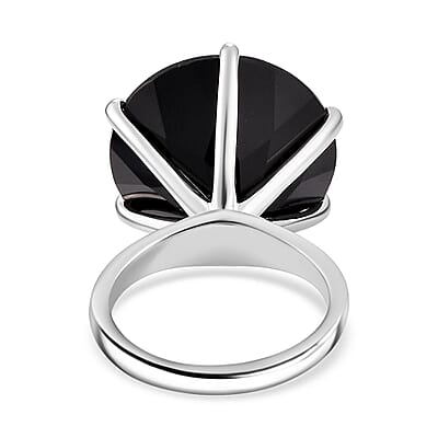 D'Joy Thai Black Spinel 25.70 ctw Solitaire Ring in Rhodium Over Sterling Silver (Size 11.0)