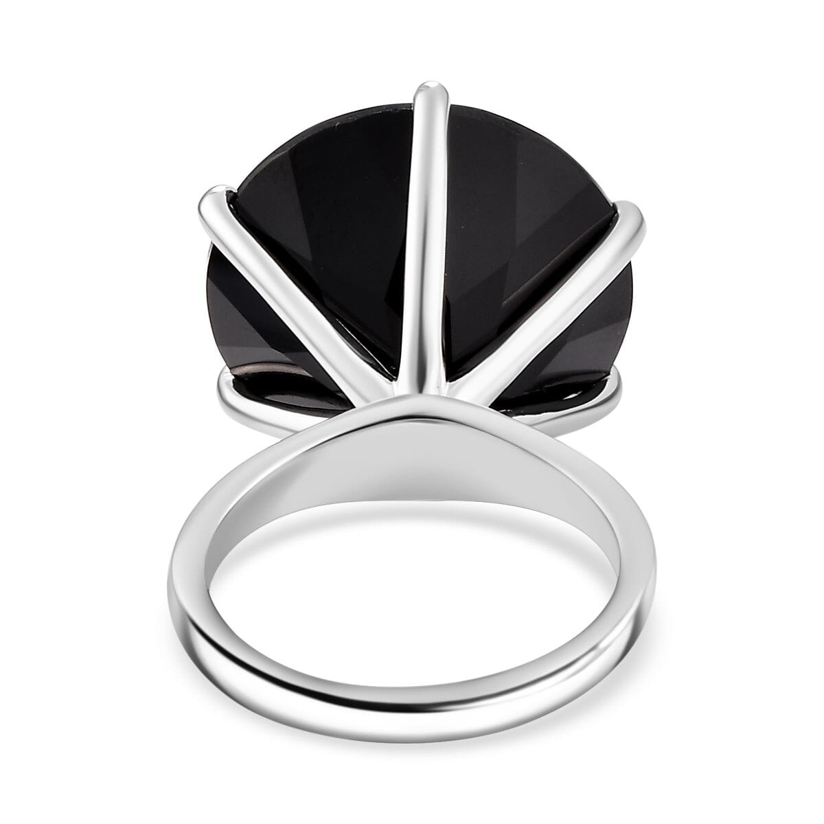 Thai Black Spinel 25.70 ctw Solitaire Ring in Rhodium Over Sterling Silver (Size 6.0) image number 4